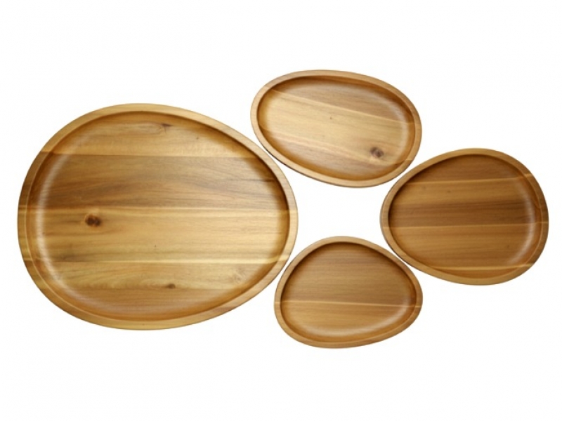 Acacia Wood Serving Platter Set - Versatile & Eco-friendly Serveware